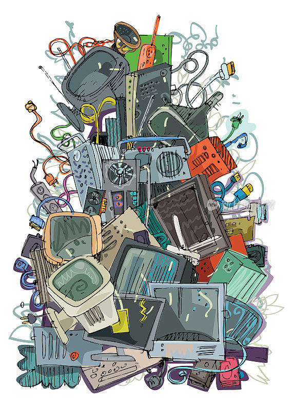 A big pile of electronic trash.